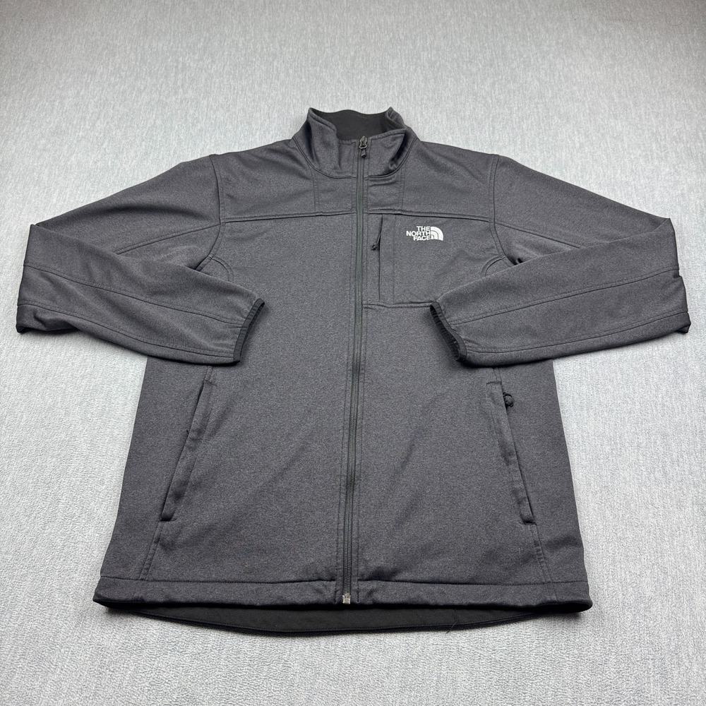 The North Face Jacket Mens Large Gray Full Zip Fleece Hiking Outdoor Mock‎ Neck